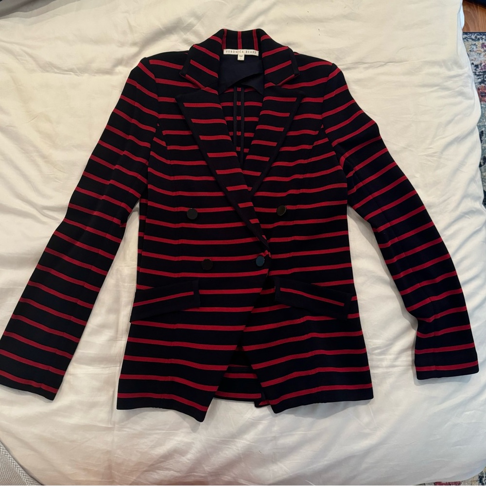 Veronica Beard Navy Blazer with Red Stripes - Picture 3 of 6
